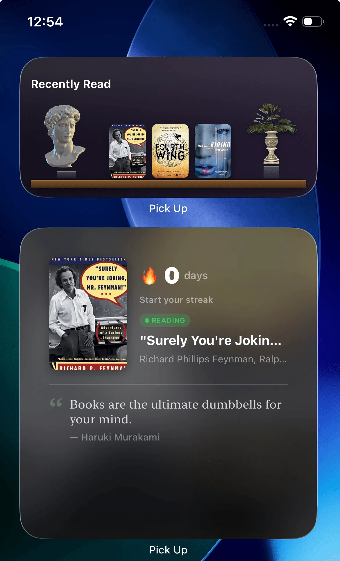 Pick Up home screen widgets
