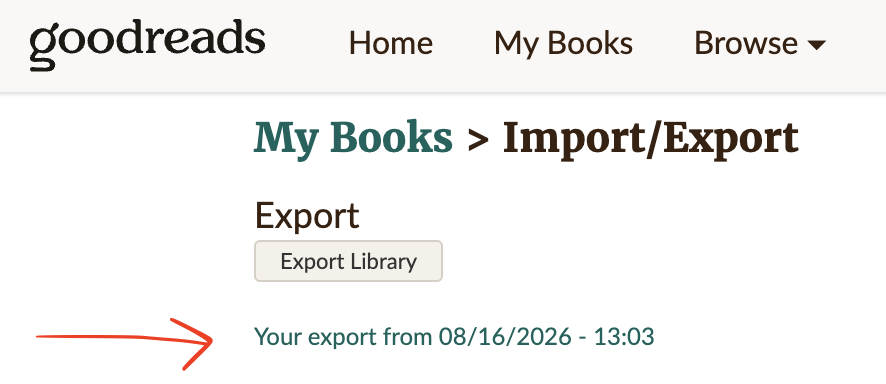 Download the dated Goodreads library export