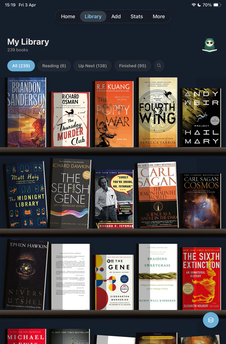 A Goodreads library imported into Pick Up